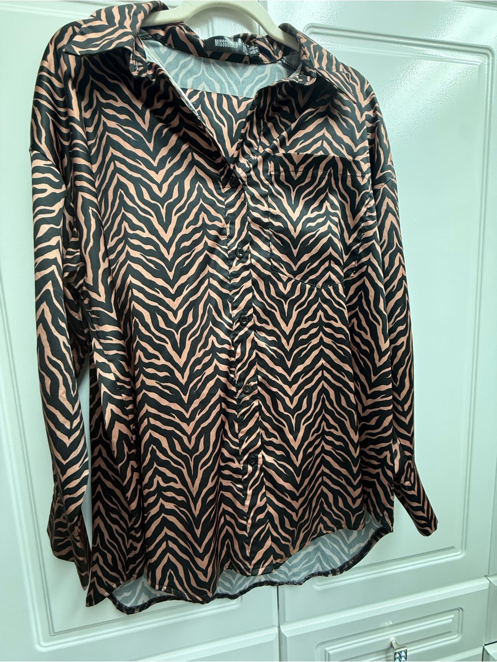 Missguided  Zebra Print Button Down Set Co-Ord Set Satin
